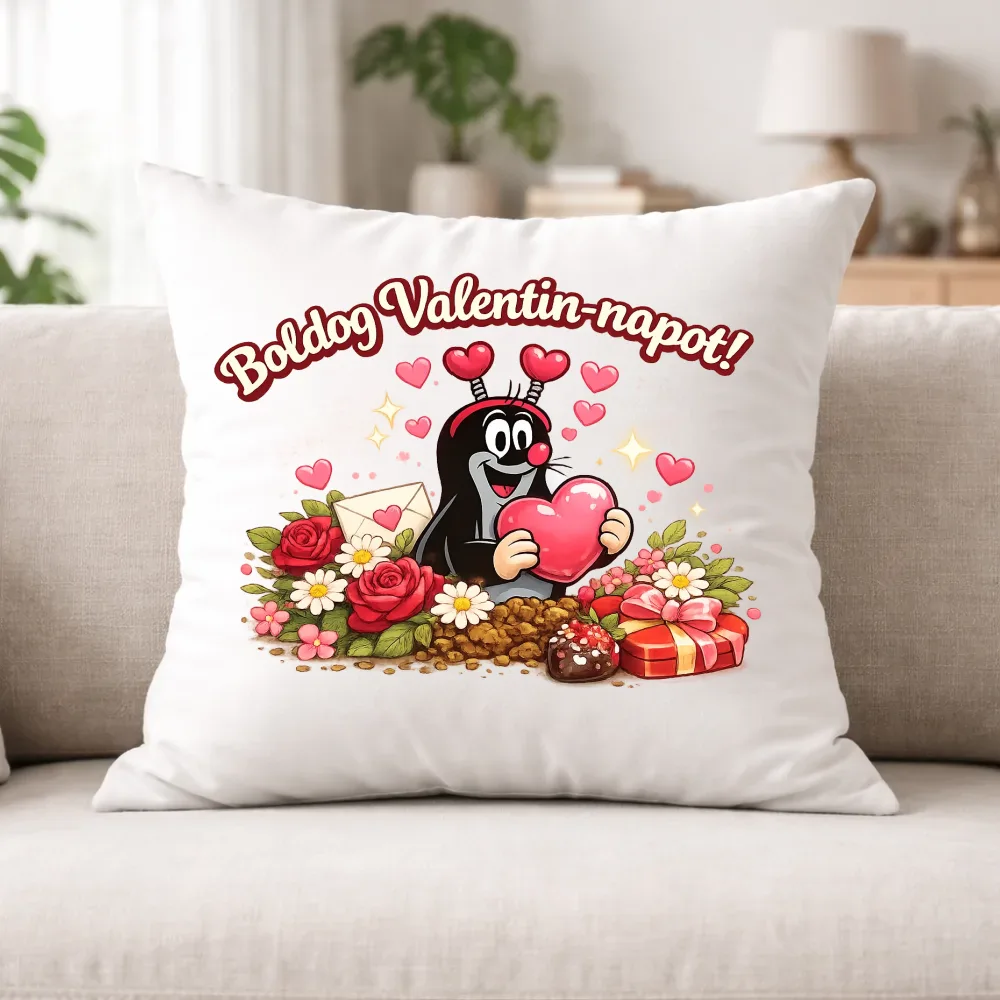 Kisvakond Valentinnapi párna